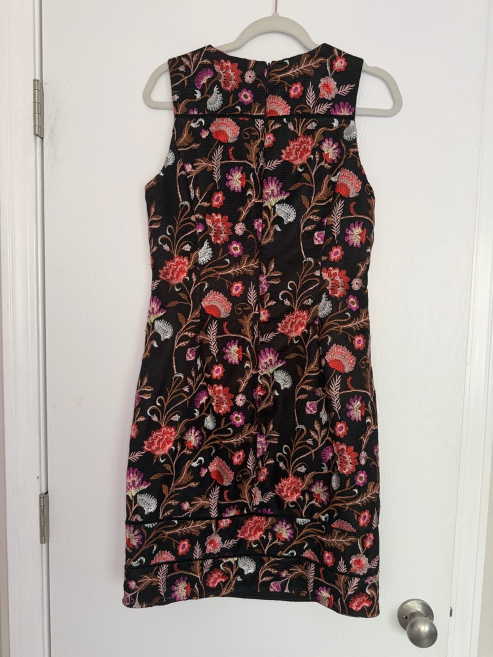 White House Black Market Black Sheath Dress with Floral Embroidery - Picture 8 of 11
